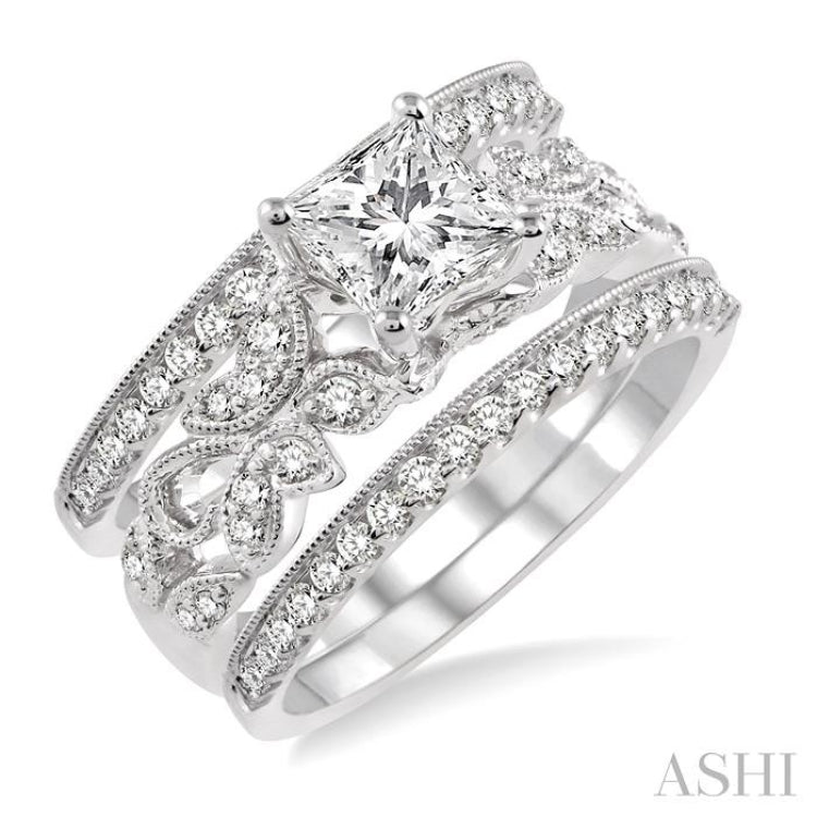 3/4 Ctw Diamond Semi-mount Ring Set in 14K White Gold 3/4 Ctw Diamond Semi-mount Ring Set in 14K White Gold