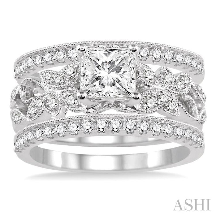 3/4 Ctw Diamond Semi-mount Ring Set in 14K White Gold 3/4 Ctw Diamond Semi-mount Ring Set in 14K White Gold