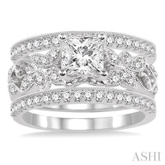 3/4 Ctw Diamond Semi-mount Ring Set in 14K White Gold 3/4 Ctw Diamond Semi-mount Ring Set in 14K White Gold