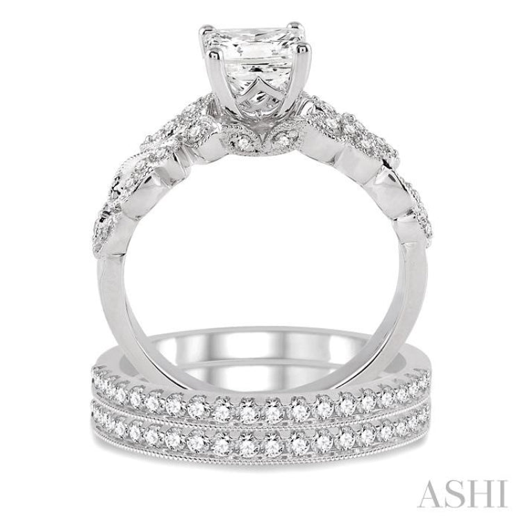 3/4 Ctw Diamond Semi-mount Ring Set in 14K White Gold 3/4 Ctw Diamond Semi-mount Ring Set in 14K White Gold