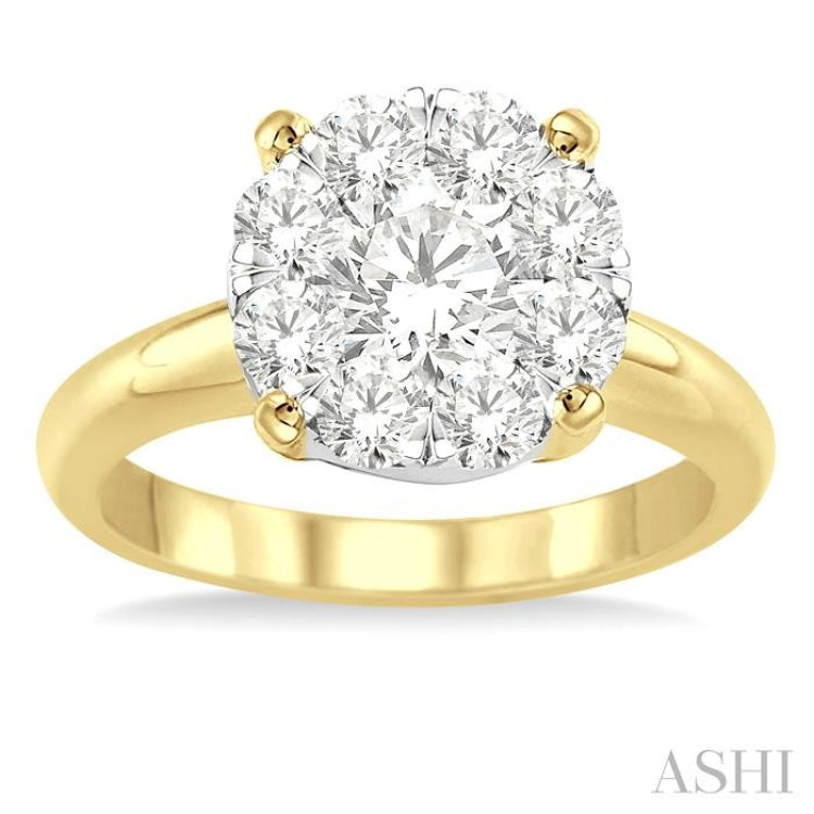 1 1/2 Ctw Lovebright Round Cut Diamond Ring in 14K Yellow and White Gold 1 1/2 Ctw Lovebright Round Cut Diamond Ring in 14K Yellow and White Gold