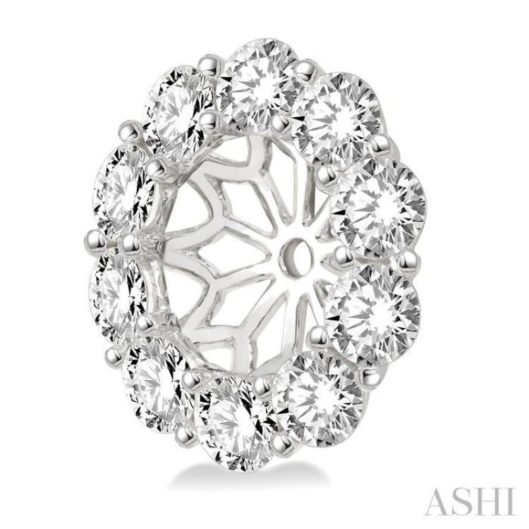 1 1/2 Ctw Round Cut Diamond Earring Jacket in 14K White Gold 1 1/2 Ctw Round Cut Diamond Earring Jacket in 14K White Gold