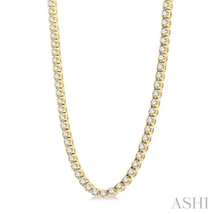 15 Ctw Round Cut Diamond Tennis Necklace in 14K Yellow Gold 15 Ctw Round Cut Diamond Tennis Necklace in 14K Yellow Gold