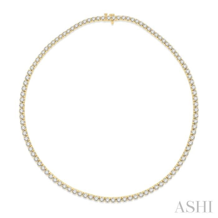 15 Ctw Round Cut Diamond Tennis Necklace in 14K Yellow Gold 15 Ctw Round Cut Diamond Tennis Necklace in 14K Yellow Gold