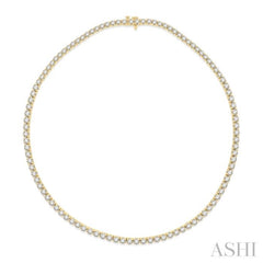 15 Ctw Round Cut Diamond Tennis Necklace in 14K Yellow Gold 15 Ctw Round Cut Diamond Tennis Necklace in 14K Yellow Gold