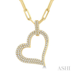 1/2 Ctw Reclined Heart Round Cut Diamond Pendant With Chain in 14K Yellow Gold 1/2 Ctw Reclined Heart Round Cut Diamond Pendant With Chain in 14K Yellow Gold