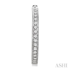 1 Ctw Round Cut Diamond Hoop Earrings in 14K White Gold 1 Ctw Round Cut Diamond Hoop Earrings in 14K White Gold