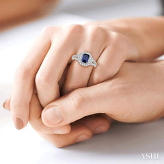 7x5 MM Emerald Shape Sapphire and 1/2 Ctw Round Cut Diamond Precious Ring in 14K White Gold 7x5 MM Emerald Shape Sapphire and 1/2 Ctw Round Cut Diamond Precious Ring in 14K White Gold