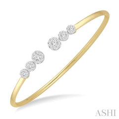 3/4 Ctw Round Cut Lovebright Diamond Open Cuff Bangle in 14K Yellow and White Gold 3/4 Ctw Round Cut Lovebright Diamond Open Cuff Bangle in 14K Yellow and White Gold