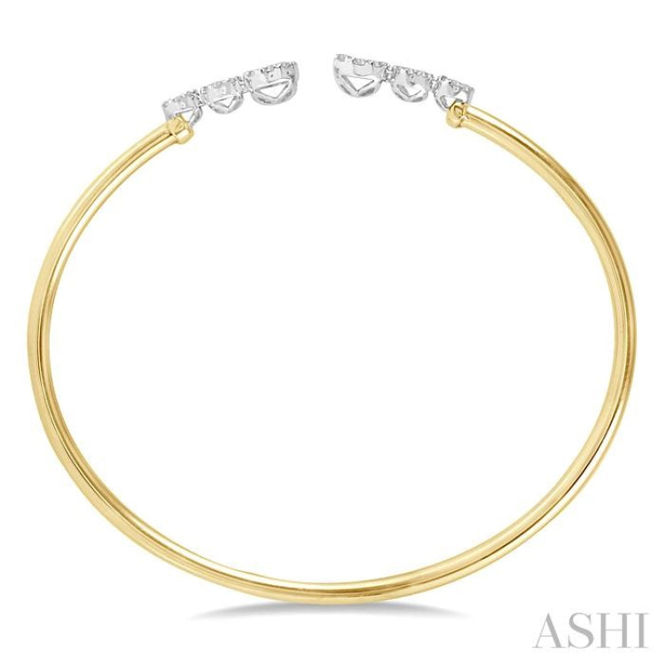 3/4 Ctw Round Cut Lovebright Diamond Open Cuff Bangle in 14K Yellow and White Gold 3/4 Ctw Round Cut Lovebright Diamond Open Cuff Bangle in 14K Yellow and White Gold