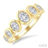 1 Ctw 7 Stone Bezel Set Oval Cut Diamond Fashion Band in 14K Yellow Gold