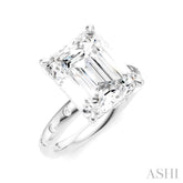 1/5 Ctw Akari Emerald Shape Round Cut Diamond Semi-Mount Engagement Ring in 14K White Gold