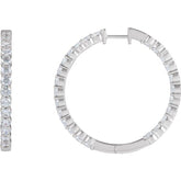 14K White Gold 4 CTW Lab-Grown Diamond Inside-Outside Hinged 36 mm Hoop Earrings