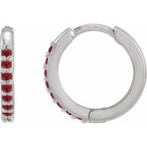 Platinum Lab-Grown Ruby Hinged 12.5 mm Hoop Earrings