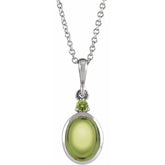 14K White Gold 5x3 mm Natural Peridot 16-18" Necklace