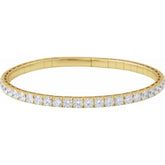 14K Yellow Gold 4 CTW Lab-Grown Diamond Flexible Bangle 7" Bracelet