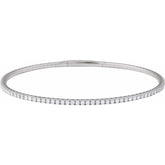 14K White Gold 2 CTW Natural Diamond Flexible Bangle 7" Bracelet