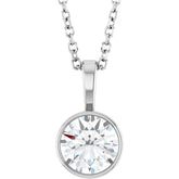 Platinum 3/4 CT Natural Diamond Bezel-Set Solitaire 16-18" Necklace