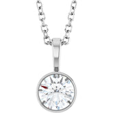 Sterling Silver 1/2 CT Lab-Grown Diamond Bezel-Set Solitaire 16-18" Necklace