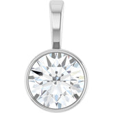 Sterling Silver 9/10 CT Natural Diamond Bezel-Set Solitaire Pendant