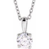 14K White Gold 1 CT Natural Diamond 18" Necklace