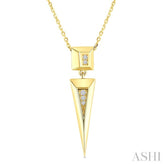 1/50 Ctw Pyramid Round Cut Diamond Fashion Pendant in 14K Yellow Gold