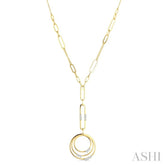 1/3 Ctw Paperclip Round Cut Diamond Circle Fashion Necklace in 14K Yellow Gold