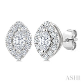1/4 Ctw Marquise and Round Cut Diamond Fashion Halo Stud Earrings in 14K White Gold