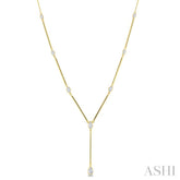 1 1/5 Ctw Bezel Set Marquise and Pear Cut Diamond Bar Necklace in 14K Yellow Gold