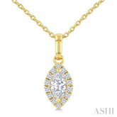 1/4 Ctw Marquise and Round Cut Diamond Fashion Halo Pendant With Chain in 14K Yellow Gold