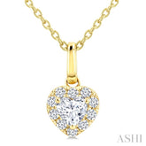 1/4 Ctw Heart and Round Cut Diamond Fashion Halo Pendant With Chain in 14K Yellow Gold