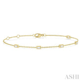 1/4 Ctw Petite Baguette Diamond Station Bracelet in 14K Yellow Gold