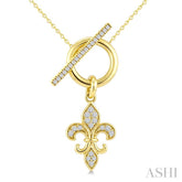 1/5 Ctw Round Cut Diamond Fleur Toggle Fashion Necklace in 10K Yellow Gold