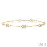 1/3 Ctw Mariner Link Round Cut Diamond Station Bracelet in 14K Yellow Gold