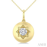 5/8 Ctw Circle Round Cut Diamond Fashion Dome Pendant With Chain in 14K Yellow Gold