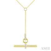 1/10 Ctw Round Cut Diamond T-Bar Fashion Necklace in 10K Yellow Gold