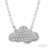 1/10 Ctw Round Cut Diamond Cloud Motif Petite Fashion Pendant With Chain in 10K White Gold