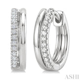 1/10 Ctw Petite Round Cut Diamond Fashion Huggie Earrings in 10K White Gold