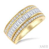 1 1/2 Ctw Channel Set Baguette and Round Cut Diamond Wedding Band in 14K Yellow Gold