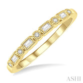 1/10 Ctw Lattice Baguette and Round Cut Diamond Stackable Band in 14K Yellow Gold