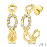 1/5 Ctw Round Cut Diamond Open Link Fashion Half hoop Earrings in 14K Yellow Gold