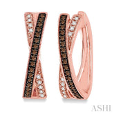 1/3 Ctw White and Champagne Brown Round Cut Diamond Earrings in 10K Rose Gold