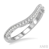 1/4 Ctw Ethnic Milgrain Curve Round Cut Diamond Wedding Band in 14K White Gold