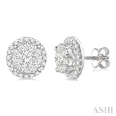 2 Ctw Lovebright Round Cut Diamond Earrings in 14K White Gold