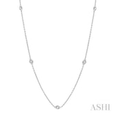 1/2 Ctw Round Cut Diamond Station Necklace in 14K White Gold