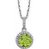 Sterling Silver Natural Peridot & .01 CTW Natural Diamond 18" Necklace