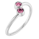 14K White Gold Natural Pink Tourmaline Two-Stone Ring