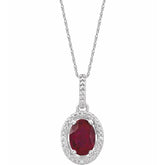 Sterling Silver Lab-Grown Ruby & .01 CTW Natural Diamond 18" Necklace