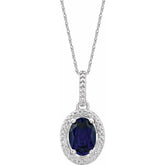 Sterling Silver Lab-Grown Blue Sapphire & .01 CTW Natural Diamond 18" Necklace