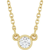 14K Yellow Gold 1/10 CT Natural Diamond Solitaire 18" Necklace